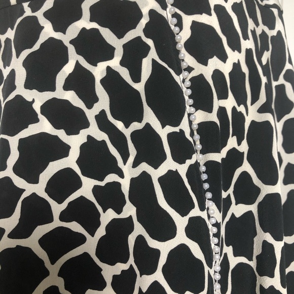 COPY - B&W Giraffe Print Raw Silk Circle Skirt w/ Pearls - Picture 3 of 6